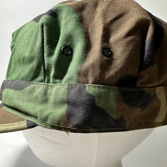 VTG 1988 US Marine Corps BDU Woodland Print 8 Point Utility Cap Size Large - Picture 8 of 10